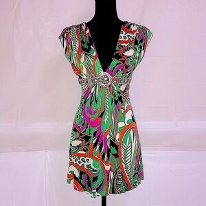 SKY Low-cut V-neck Dress 100% Silk Size XS